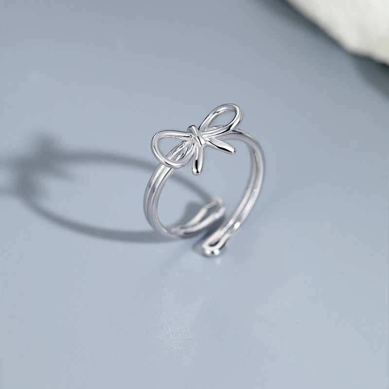 S925 Sterling Silver Bow Ring — Adjustable