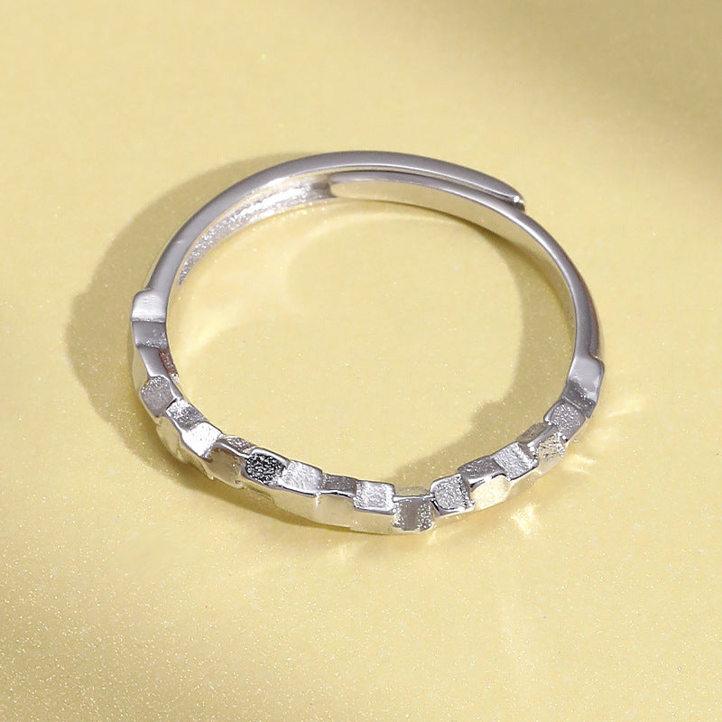 Irregular Small Cube Opening Sterling Silver Ring