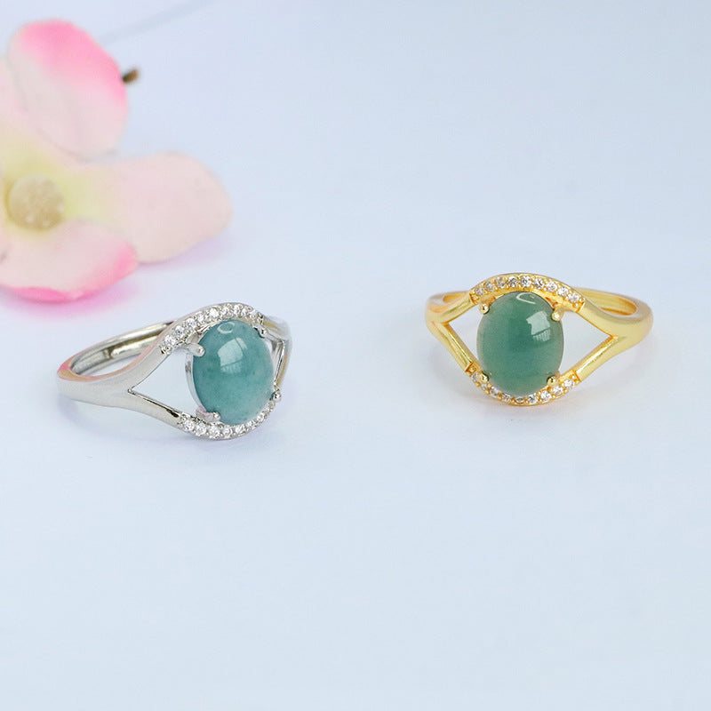 Blue-Water Jadeite Angel Eye Ring