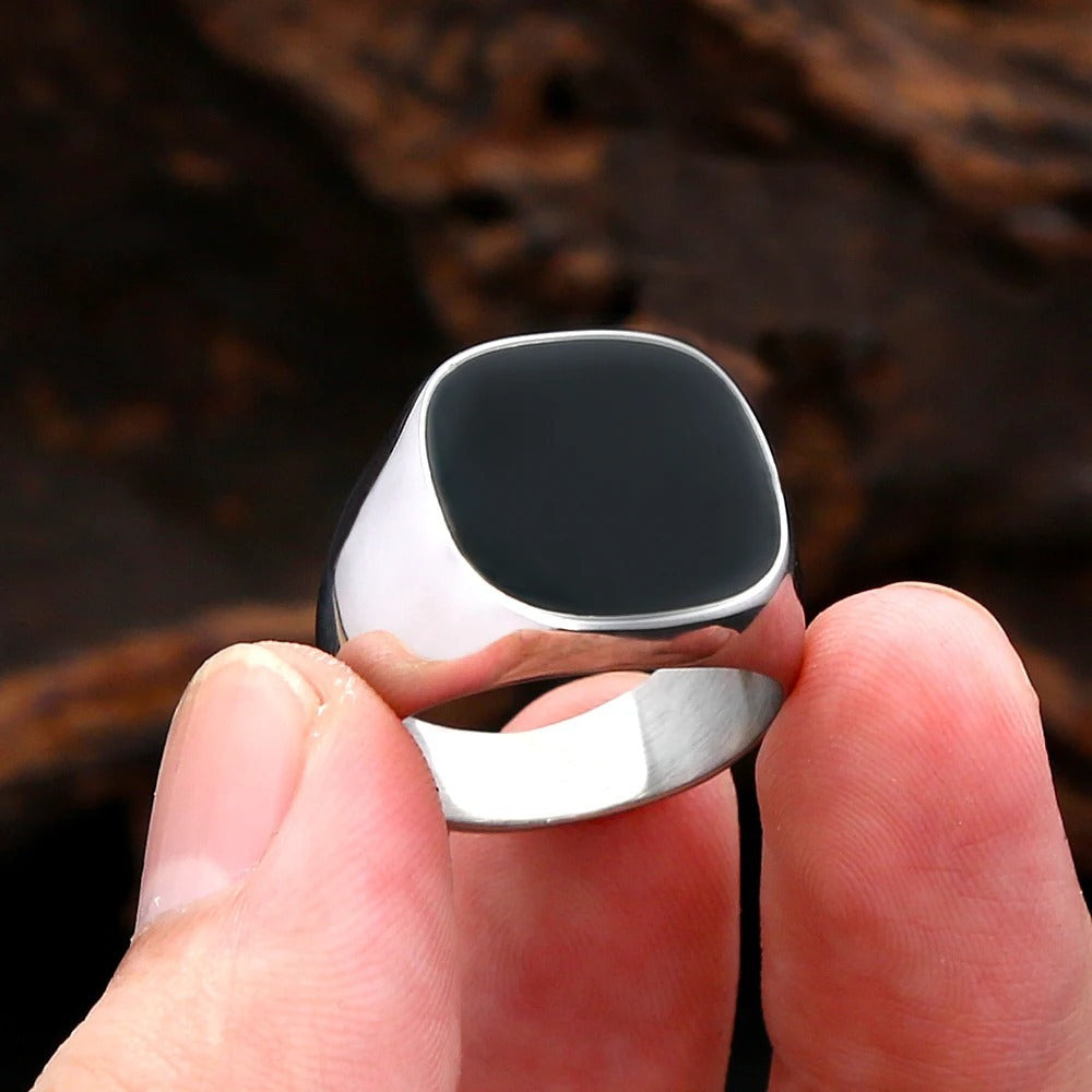 Black Square Stainless Steel Men's Ring