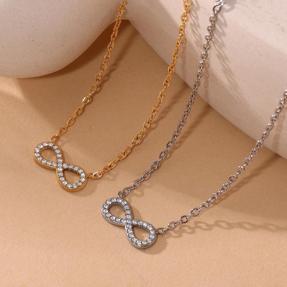 Planderful Zircon Necklace 8 Shape Double Layer Ladies