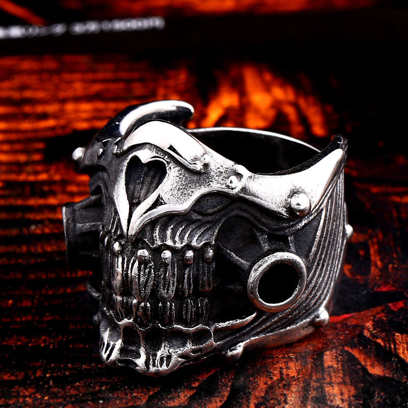 Punk Hip Hop Titanium Steel Skull Ring for Men - Wholesale Retro Design by Planderful