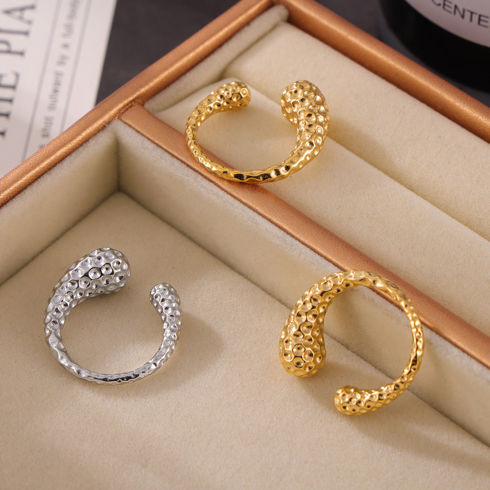 Golden Retro Hammer Ring - Adjustable Geometric Style