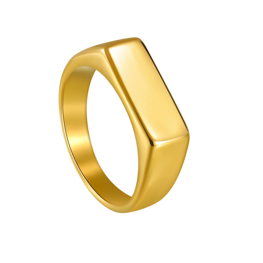 Planderful Titanium Steel Rectangular Ring Unisex Retro Personality Casting Protection Statement Jewelry