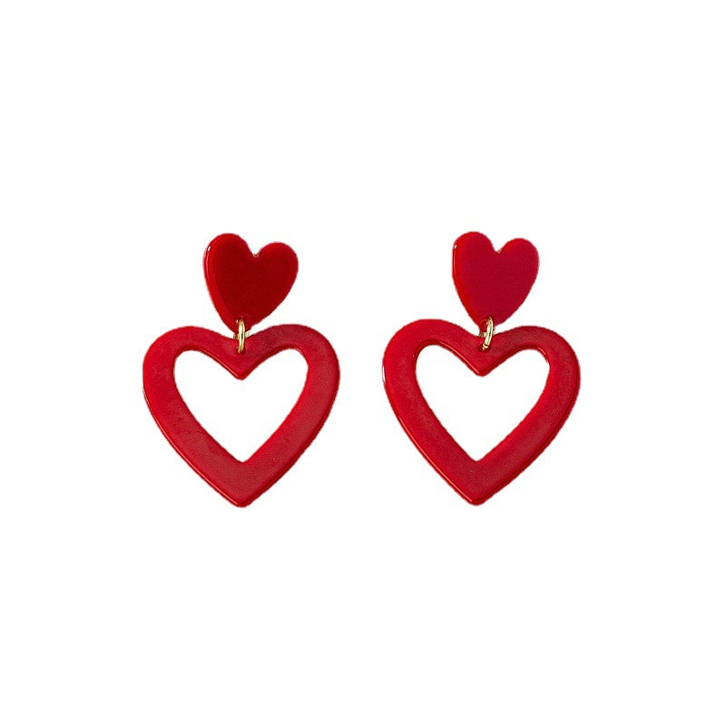 Romantic Red Acrylic Love Earrings - Vienna Verve Collection