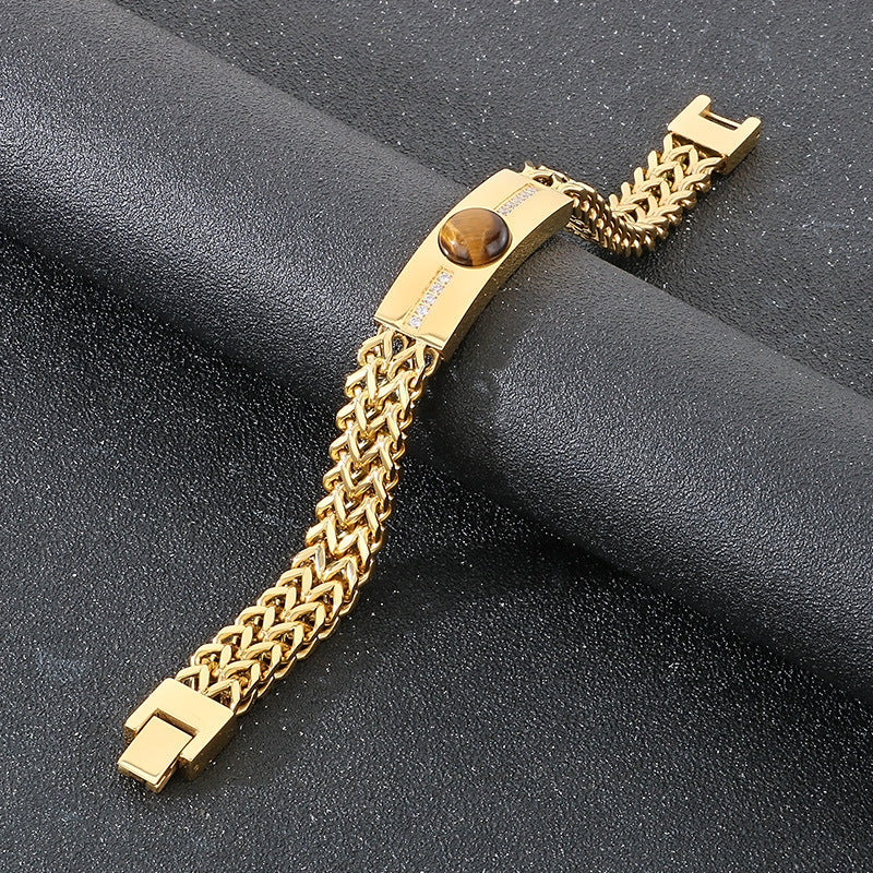 Planderful Zircon Bracelet Titanium Men Hip Hop Genie