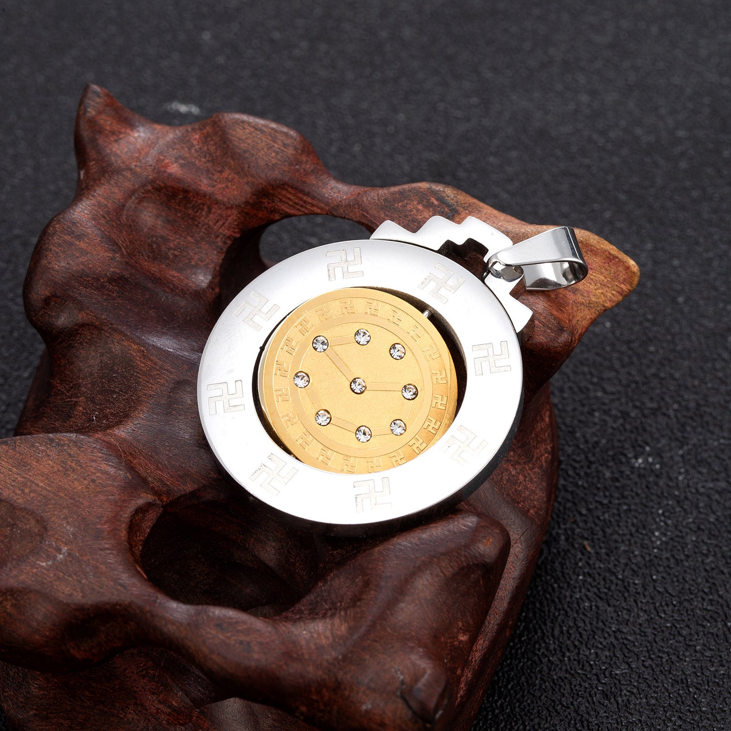 Stainless Steel Necklace Planderful Everyday Genie Rotatable Zodiac Beidou Seven Stars For Men