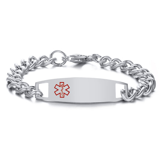 Foreign Trade European And American Jewelry 21.5CM Stainless Steel Medical Logo Curved Bracelet