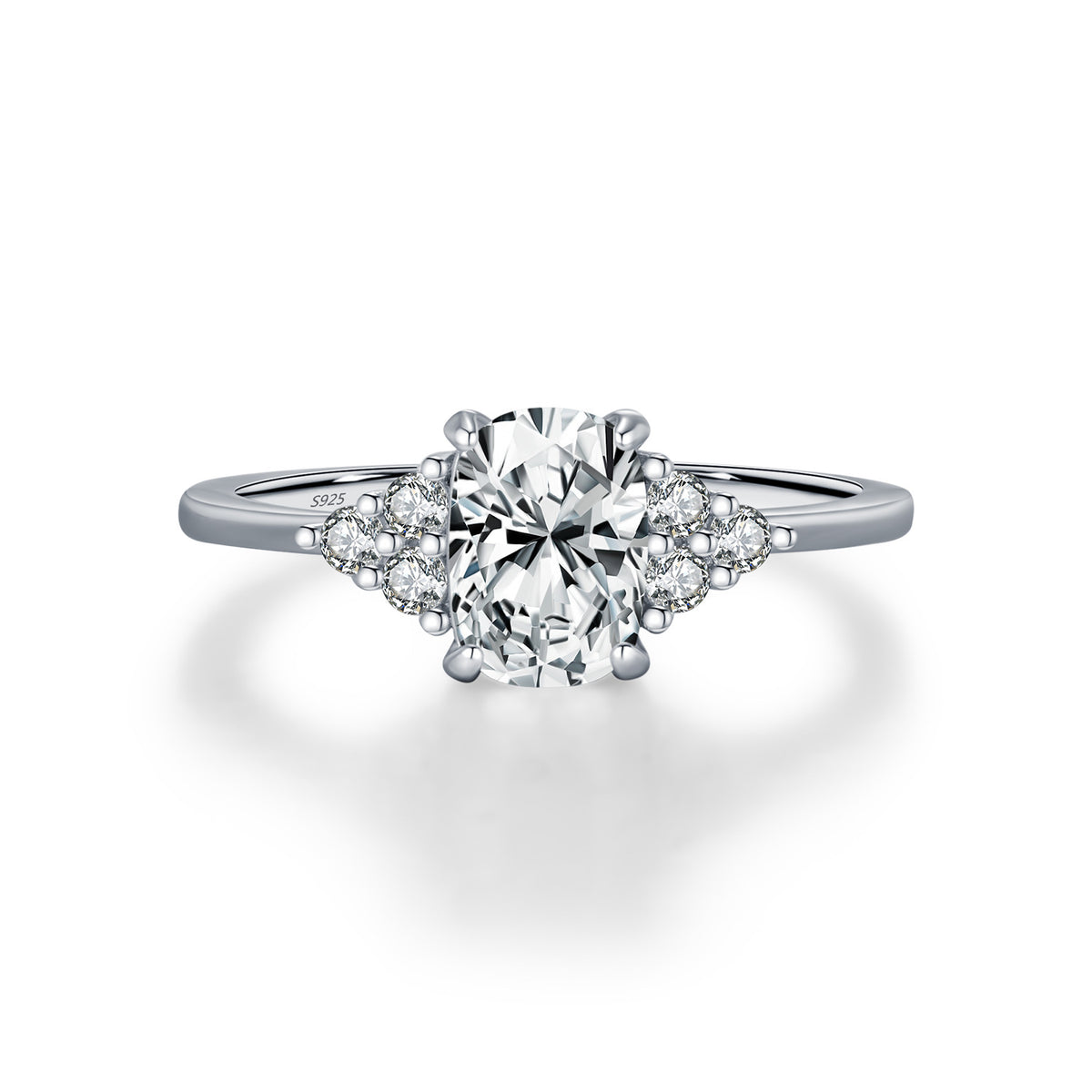S925 Sterling Silver Brilliant Moissanite Statement Ring