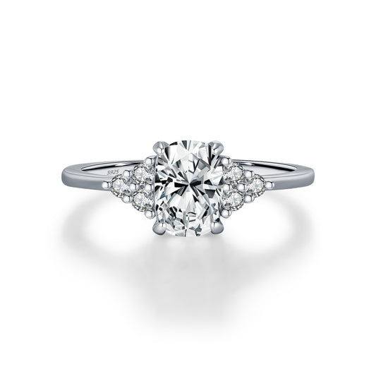 S925 Sterling Silver Brilliant Moissanite Statement Ring