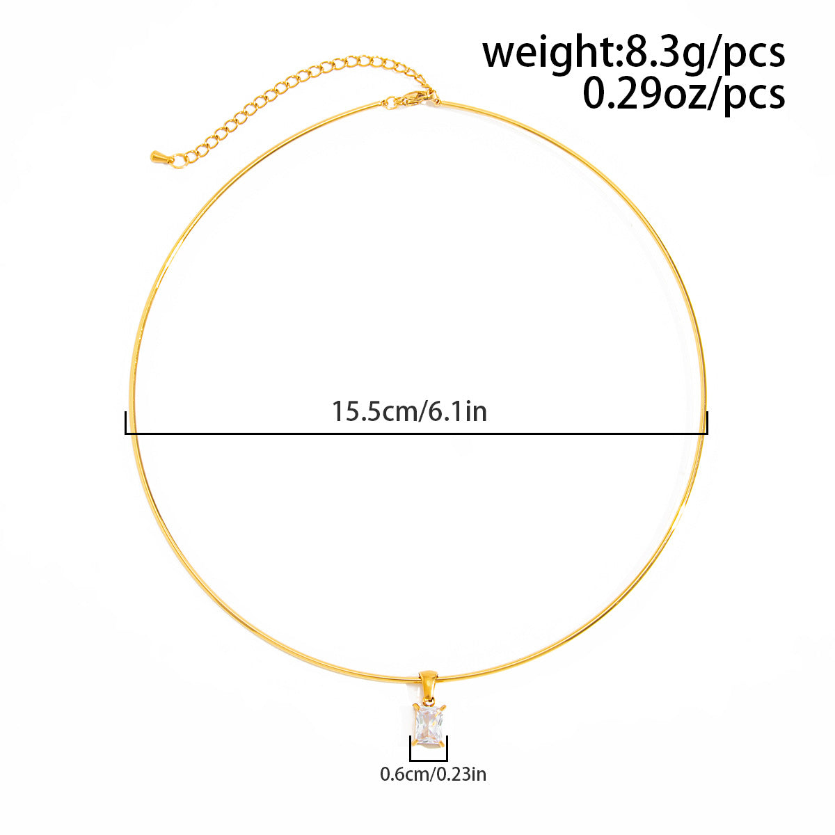 Pvd Gold-Plated Glossy Collar Collar Light Luxury Zircon Geometric Pendant Choker Necklace