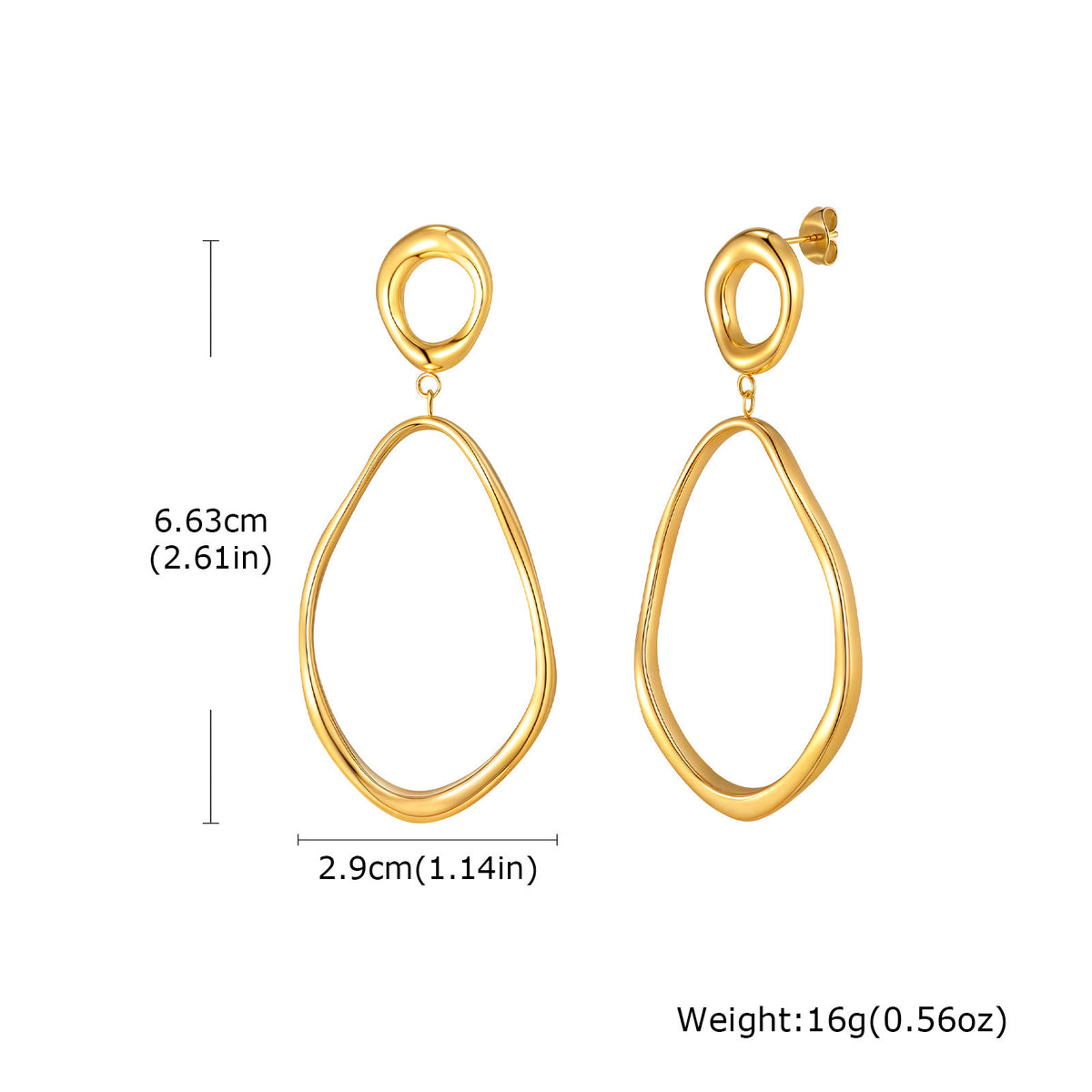 Gold-Tone Organic Open Teardrop Earrings