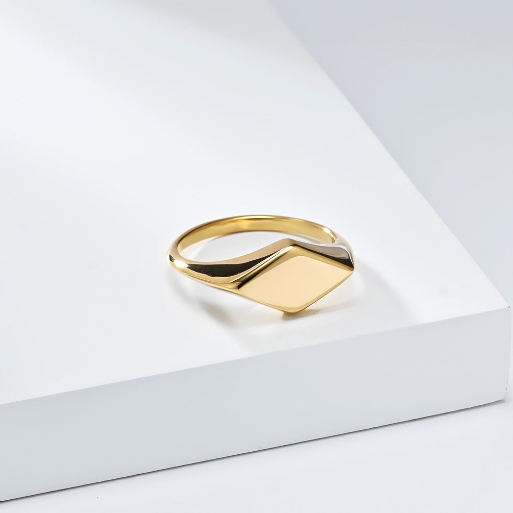 Planderful Rhombus Geometry Ring Titanium Steel Minimalist Design for Trendsetters Men Women