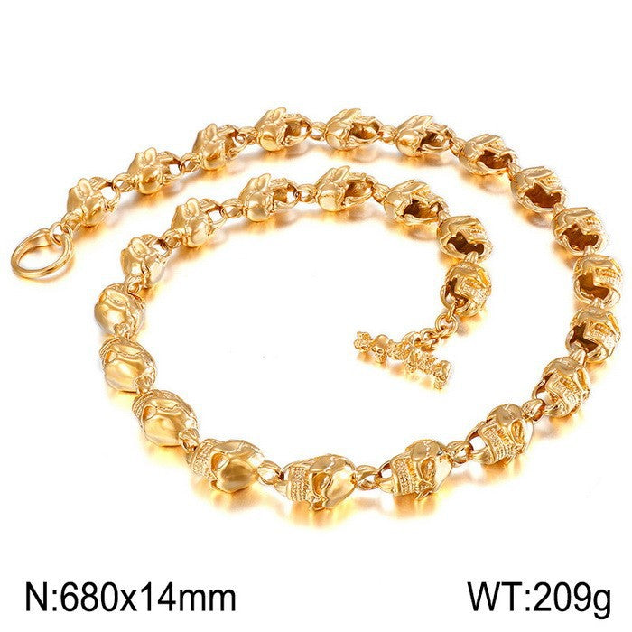 Bold Skull Punk Necklace for Men - European and American Fashion Statement