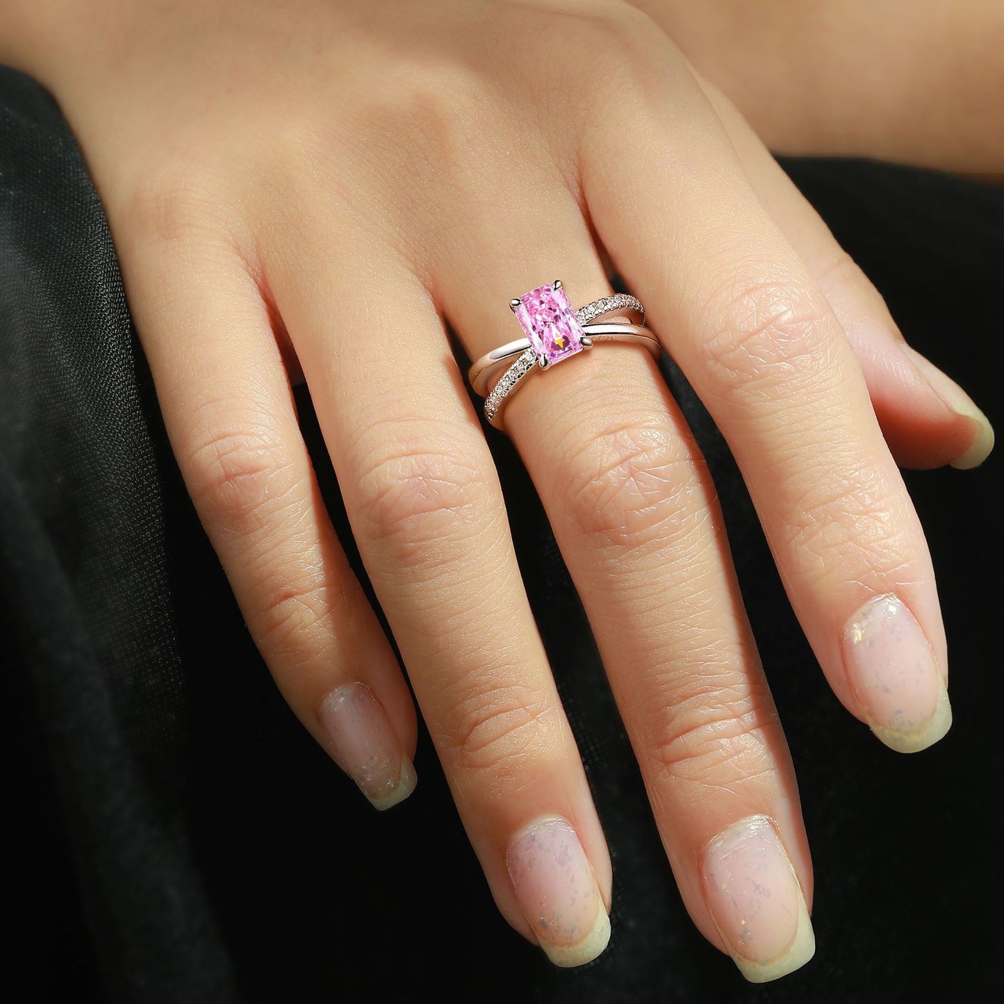 European and American 925 Sterling Silver 1.5ct Zircon Ring