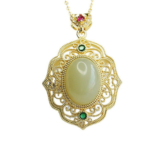 Hetian Jade Oval Heart-Bail Pendant — No Chain