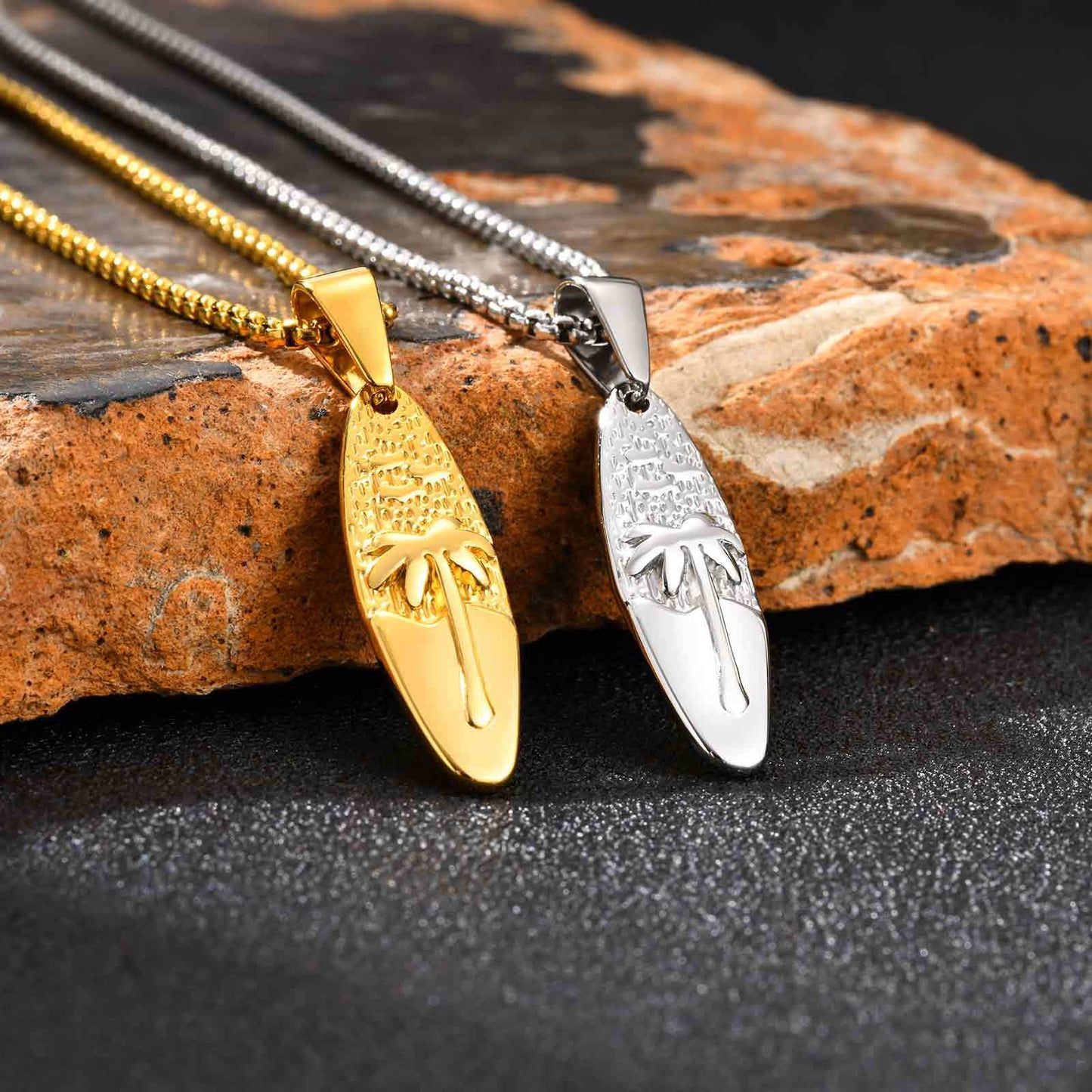 Planderful Men Casual Stainless Steel Coconut Tree Pendant