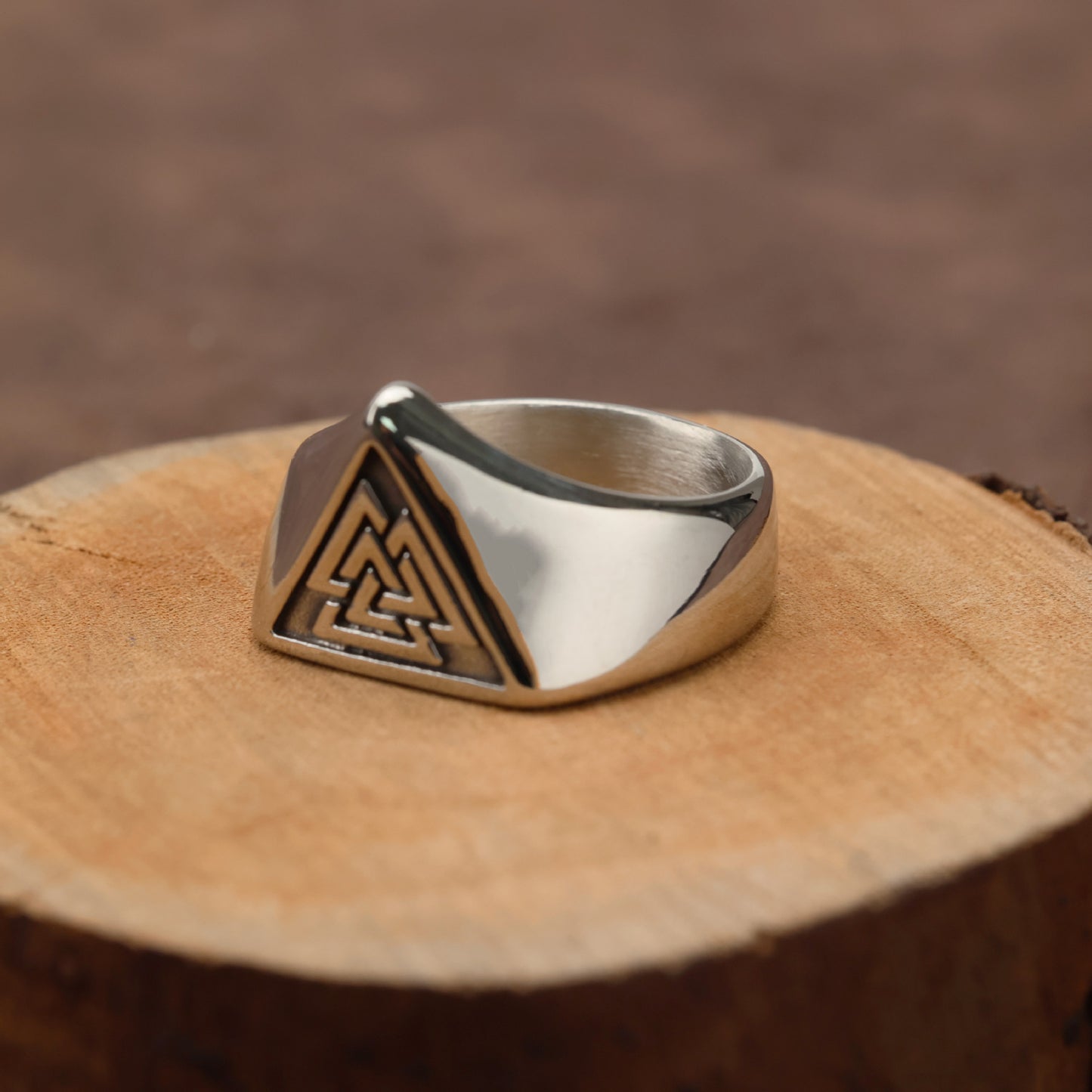 Planderful Shop Stainless Steel Viking Triangle Ring For Men Edgy Punk Hip Hop Style Durable
