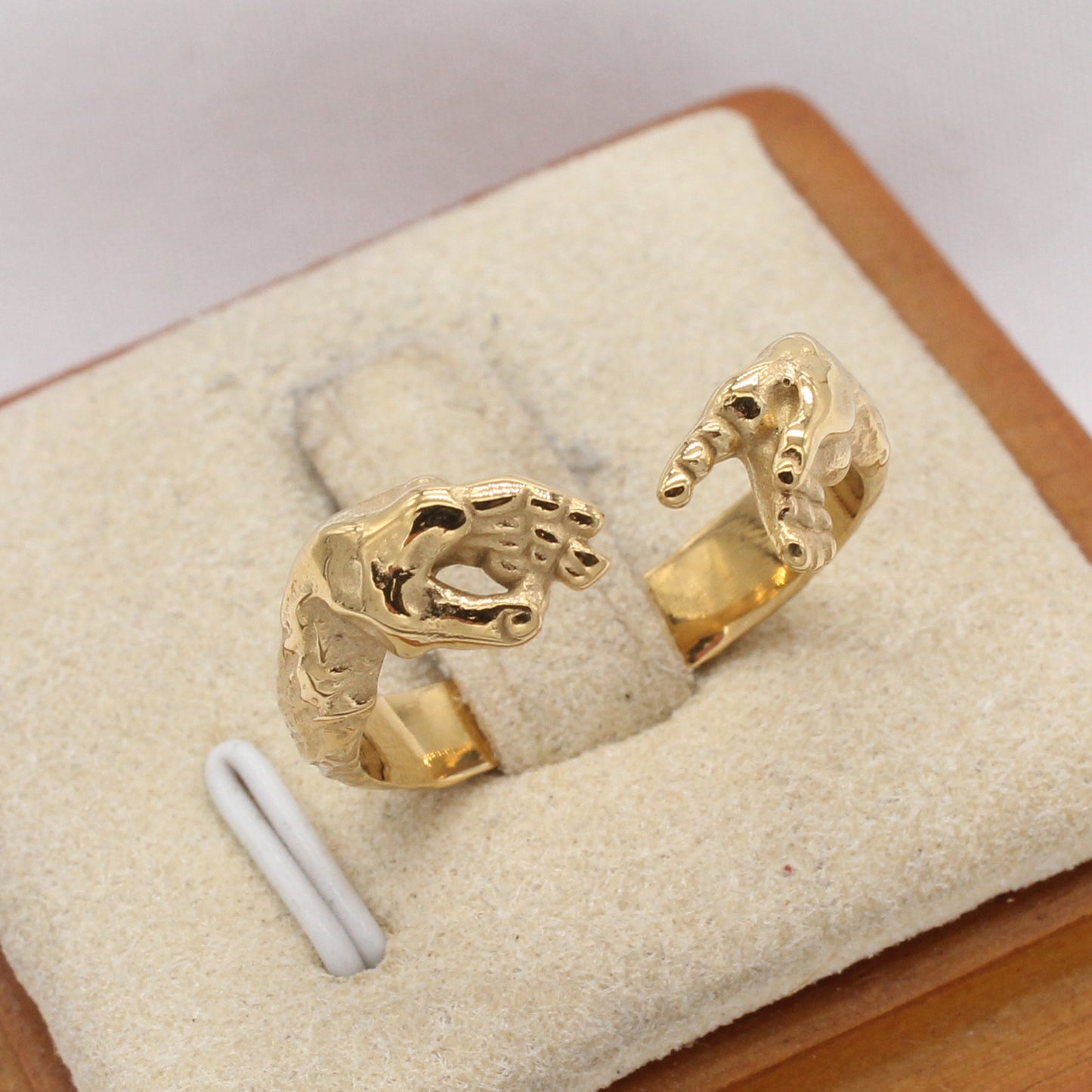 Planderful Jewelry Handshake Ring Sterling Steel Retro