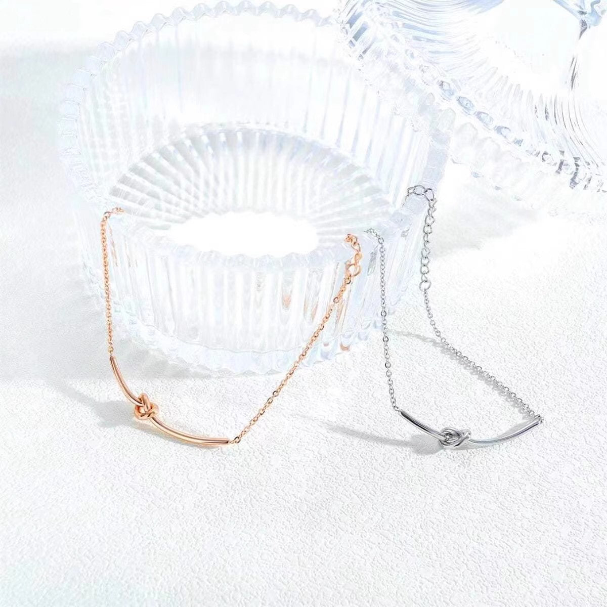 Planderful Jewelry Knotted Steel Bracelet For Women Elegant Everyday Genie Rose Jewelry Collection