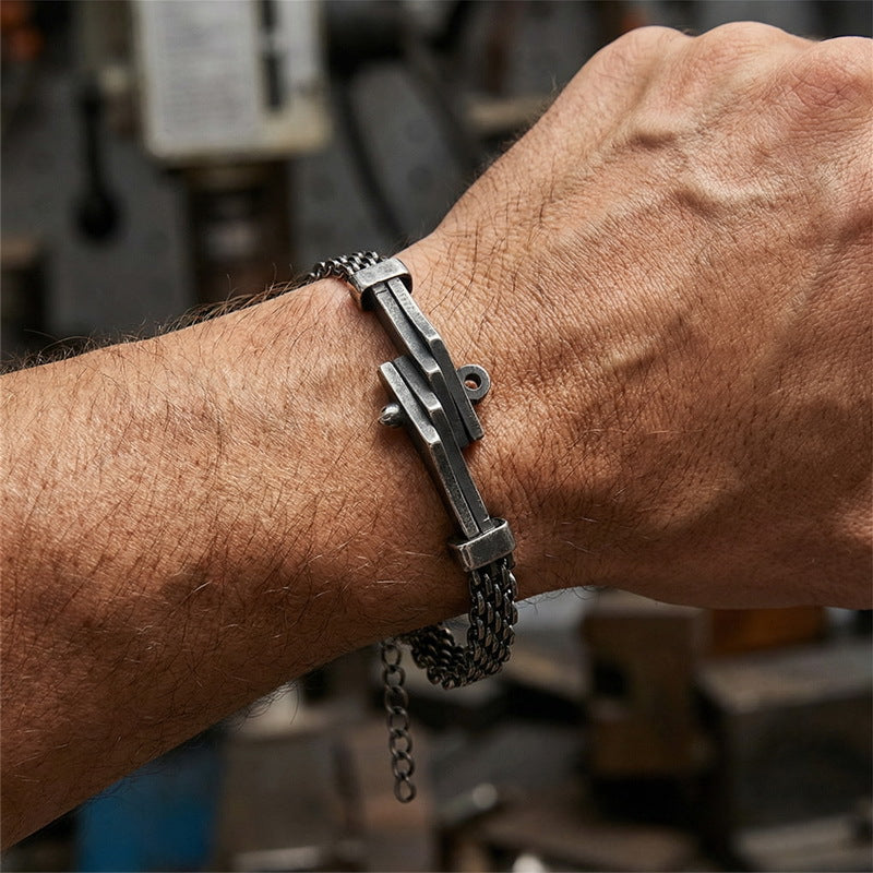 Extension Chain Bracelet Irregular Horseshoe Bent Mesh Cuban Chain Stainless Steel