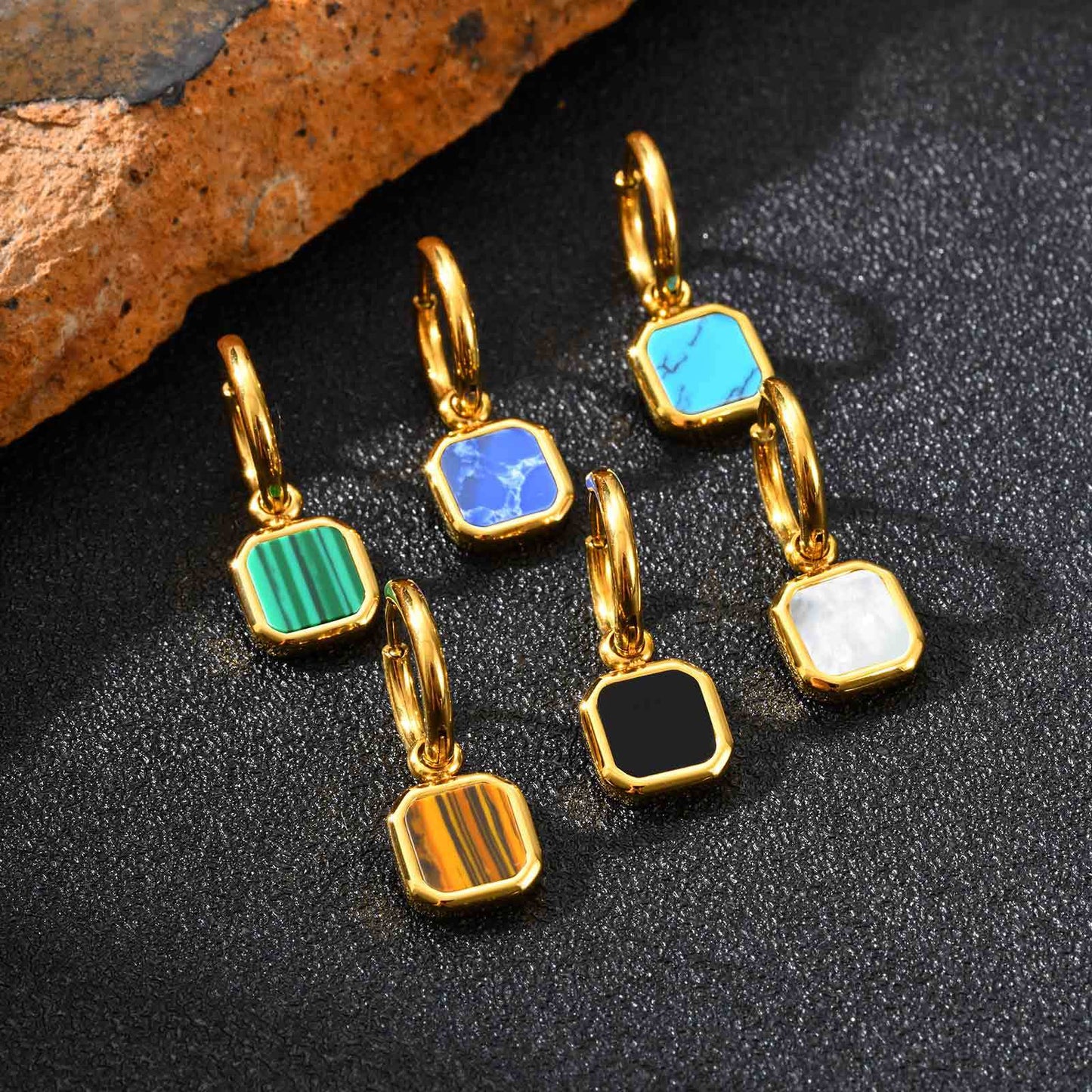 Planderful Stainless Steel Earrings Unisex Bold Tiger Eye