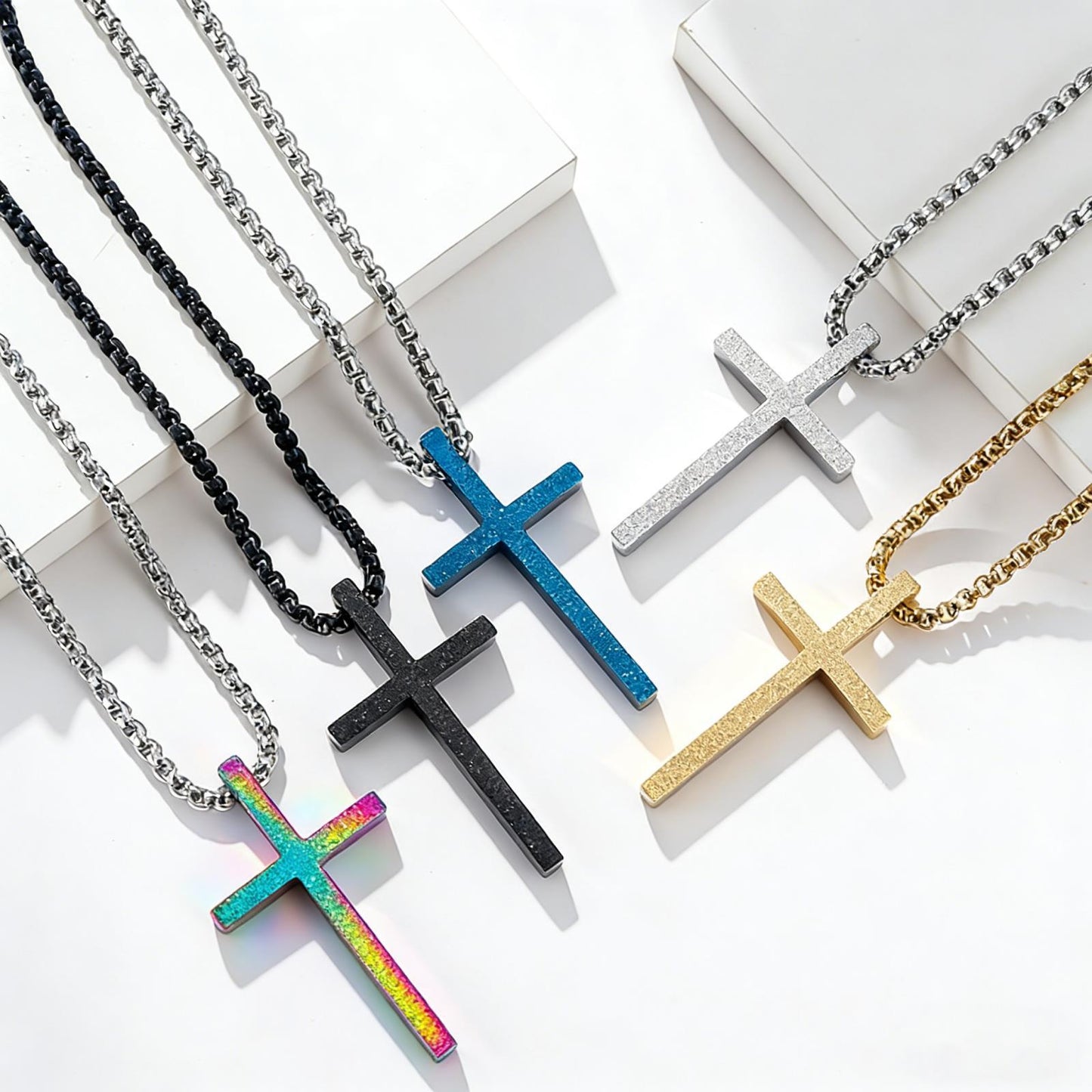 Planderful Cross Necklace Pendant Matte Titanium Steel For Everyday Wear Gift For Him