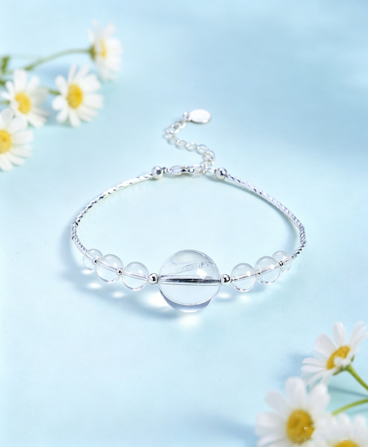 White Quartz Light-Bulb Bracelet and Necklace Set