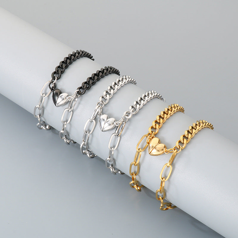 Hip Hop Niche 3.8 Muse Festival Gift Gift – Magnetic Love Titanium Steel Cuban Chain Bracelet