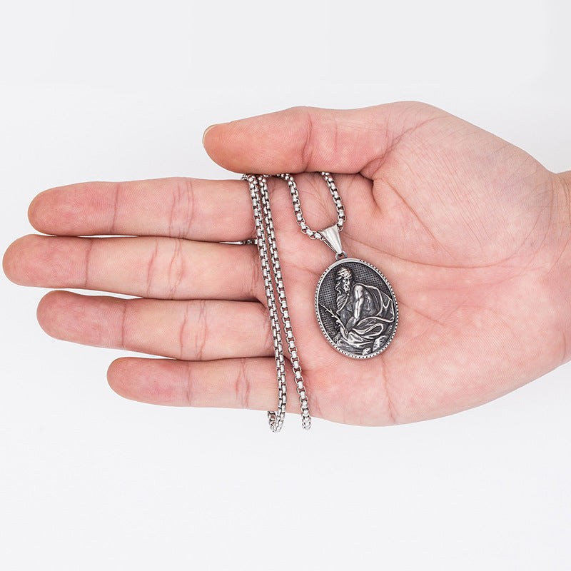 Steel Necklace – Vintage Punk Style Pendant For Men By Planderful Everyday Wear Accessory