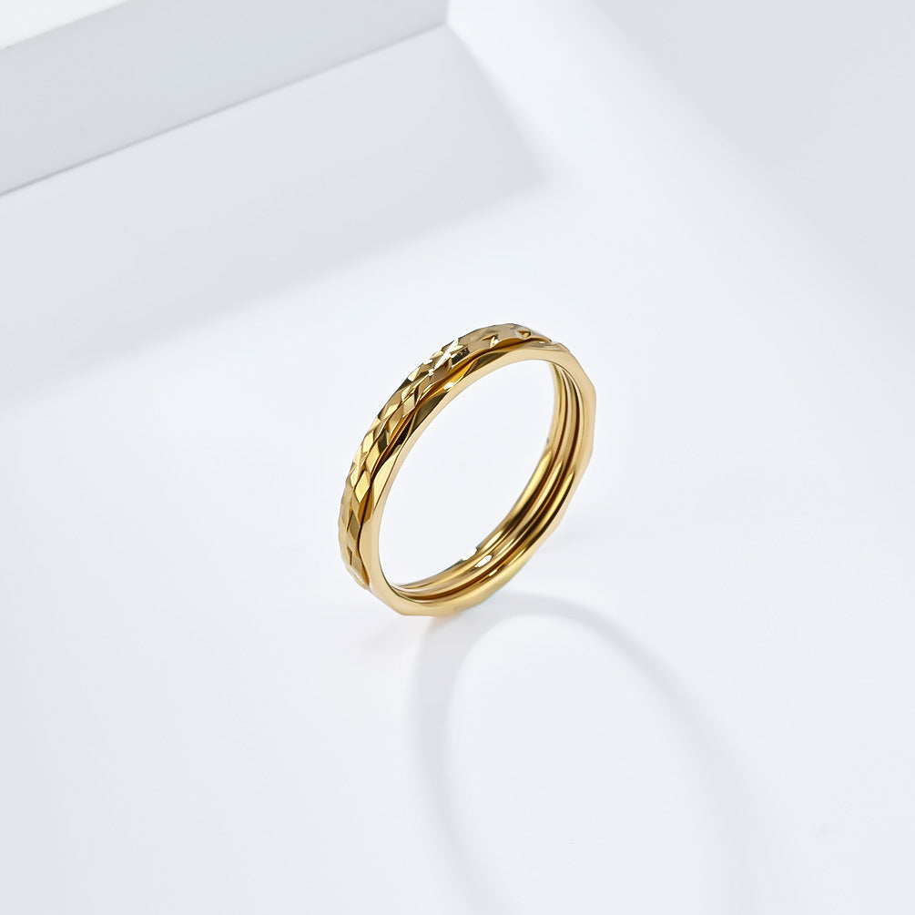 Planderful Everyday Genie 1mm Stackable Titanium Steel Ring Set For Women Light Luxury Hand Jewelry Sizes 5 To 10