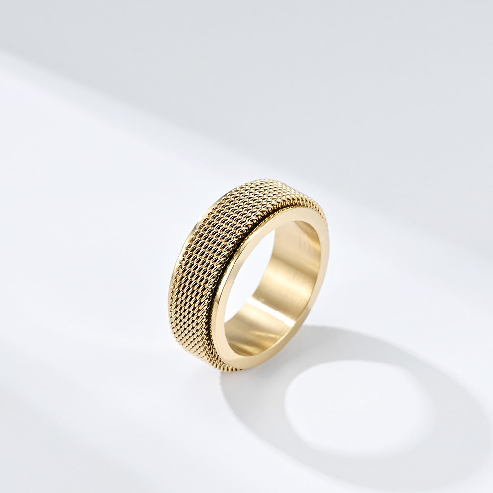 Planderful For Men Rotating Geometric Ring Stress Relief Steel Band Minimalist Finger Ring