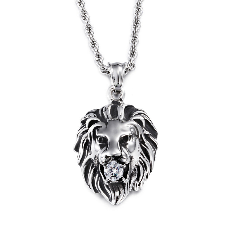 Titanium Steel Lion Head Pendant for Men, Stylish Jewelry Gift for Him
