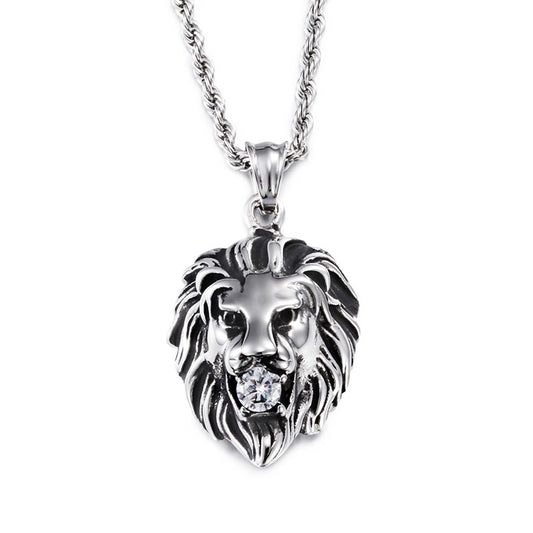 Titanium Steel Lion Head Pendant for Men, Stylish Jewelry Gift for Him