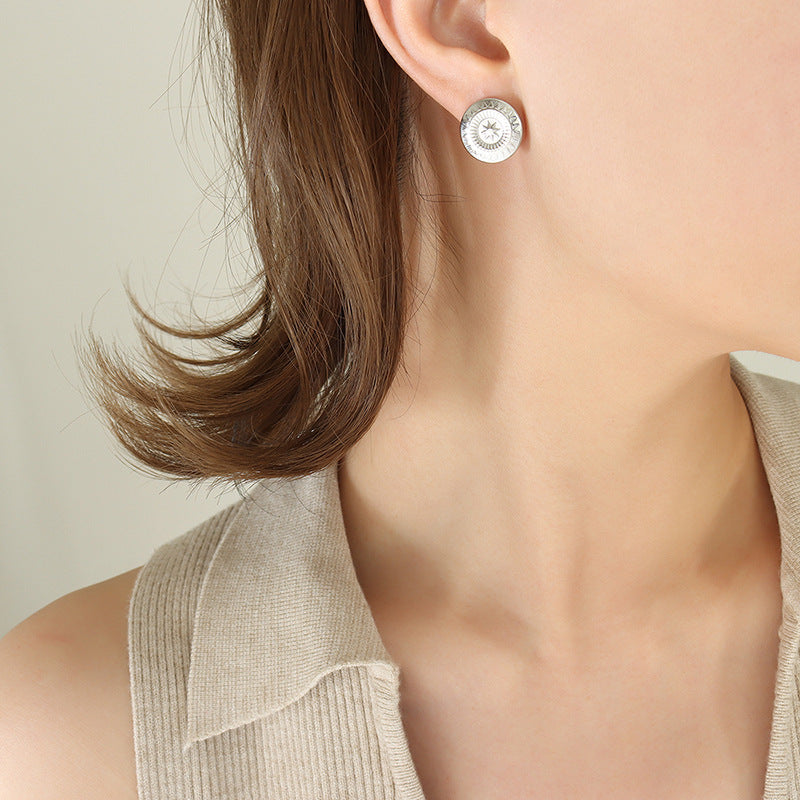 European and American Trendy Star Shield Earrings - Stylish Titanium Steel 18K Gold Design