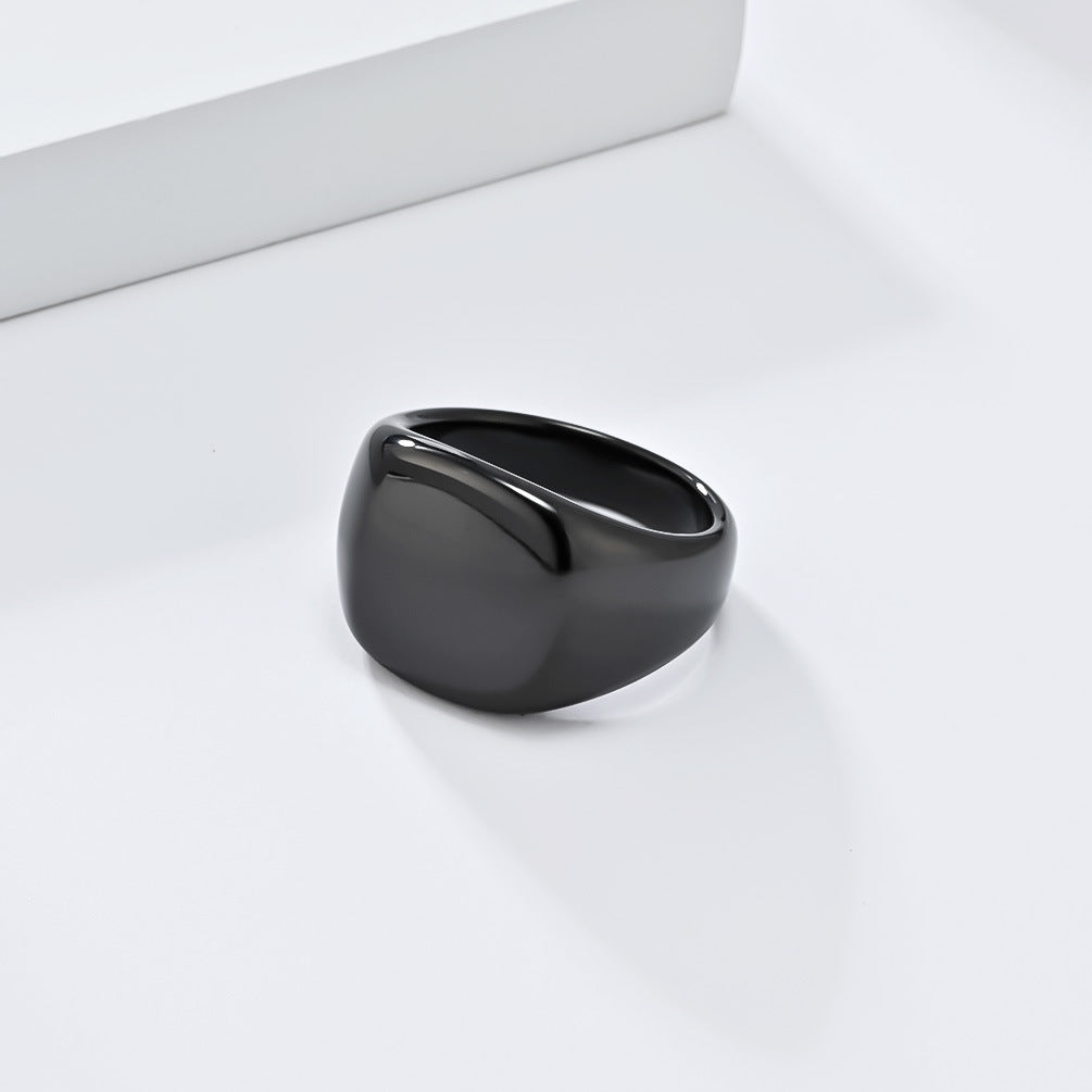 Cold Neutral Wind Mirror Curved Titanium Steel Ring for Men