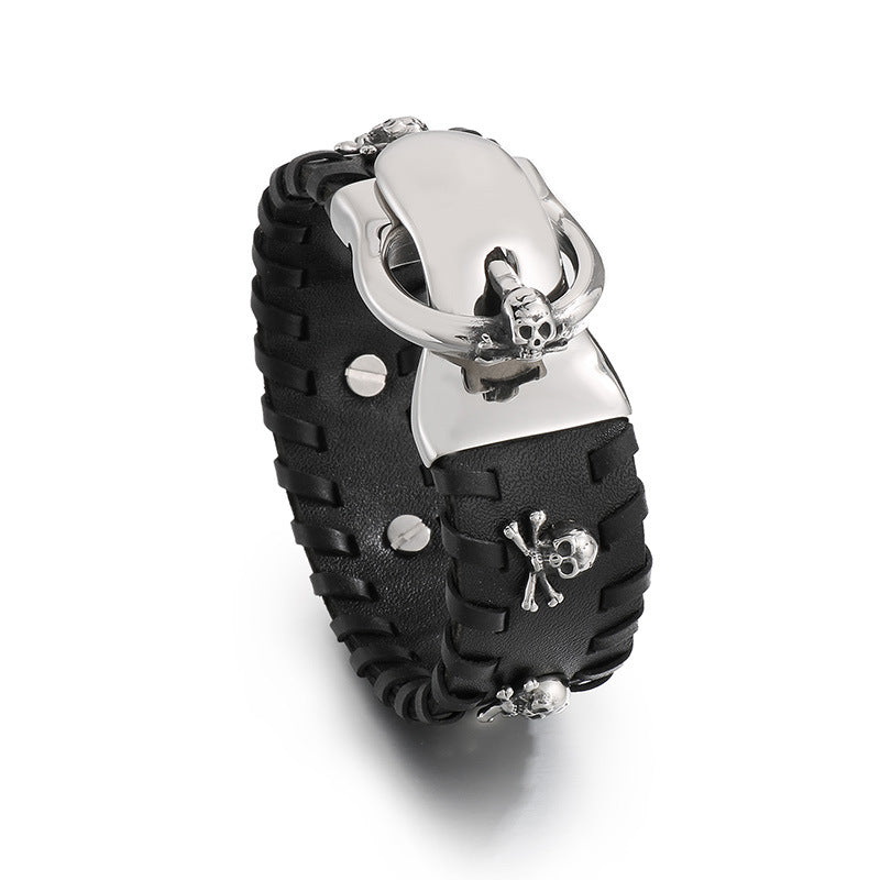 Halloween Skull – Tiger Head Faucet Stainless Steel Men's Wide Bracelet