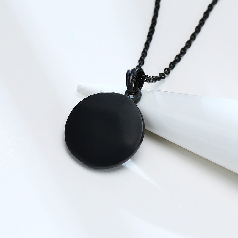 Stainless Steel Viking Pendant Black Men's Round Necklace