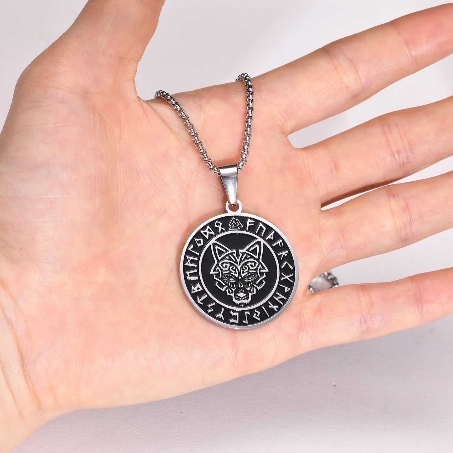 European and American Jewelry Stainless Steel Viking Wolf Pendant