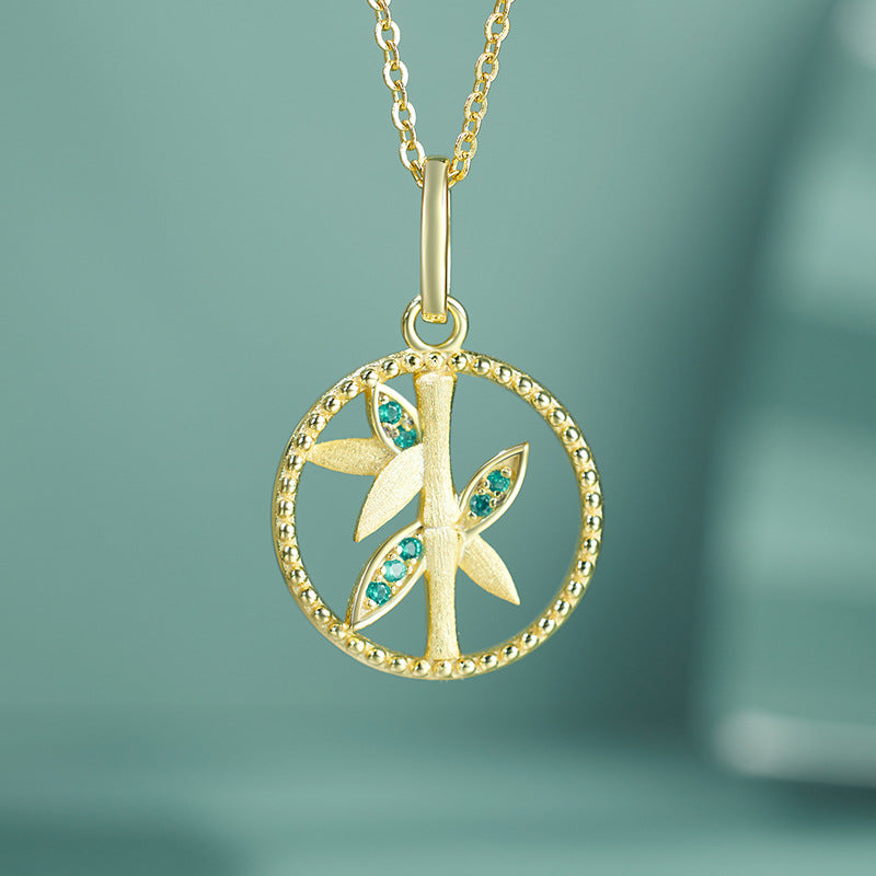 Summer Fashion S925 Sterling Silver Bamboo Necklace Girls Versatile Premium Jewelry Clavicle Chain