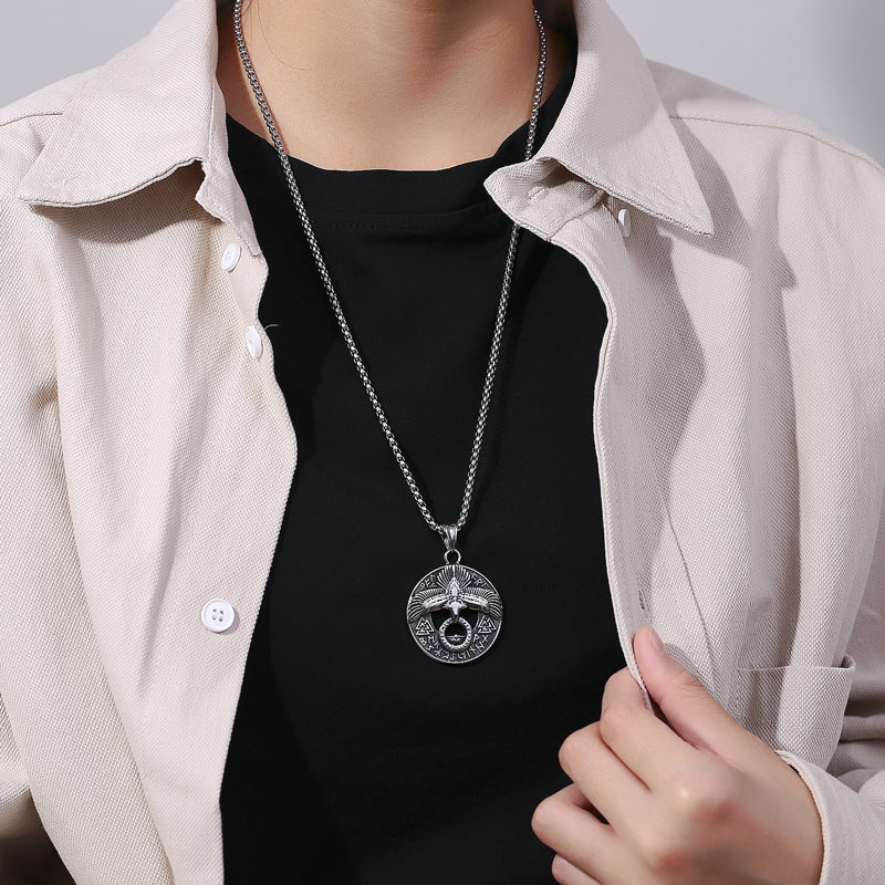 Vintage Eagle Stainless Steel Men's Pendant Necklace