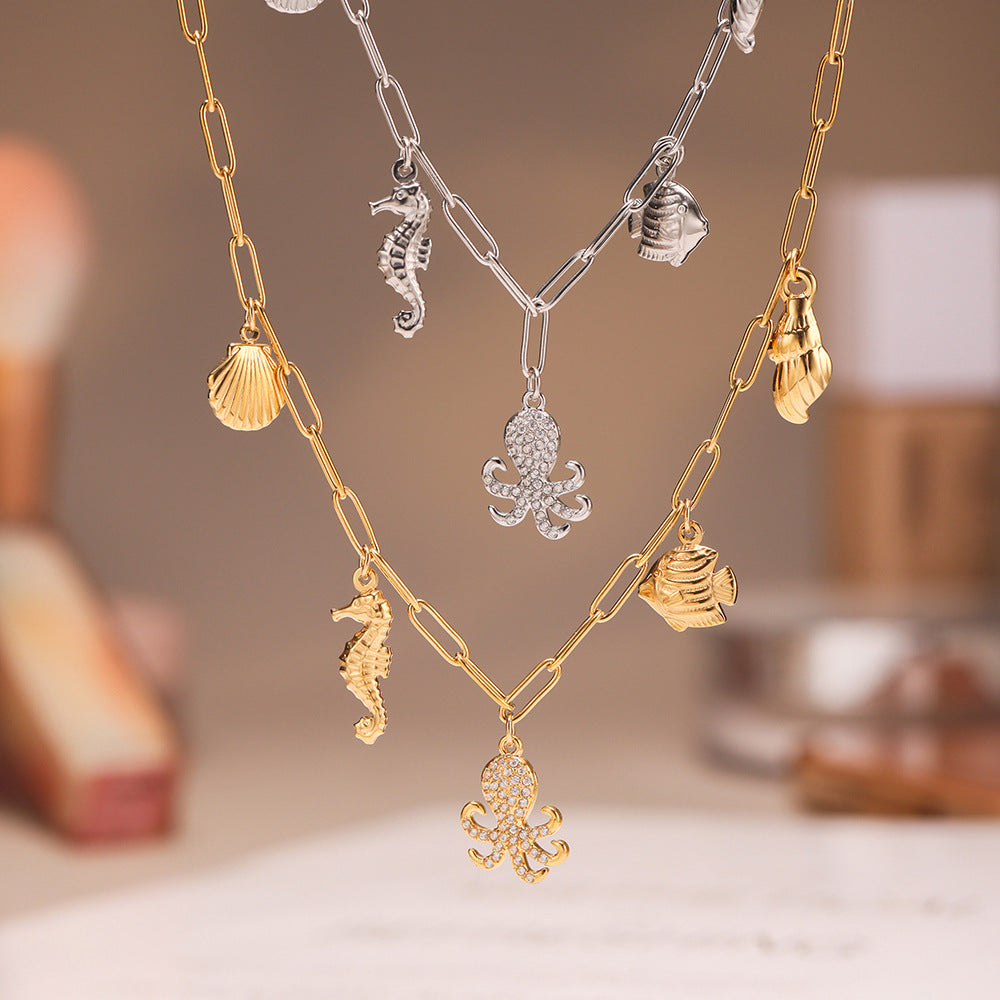 Planderful Premium Ocean Octopus Necklace For Women Steel