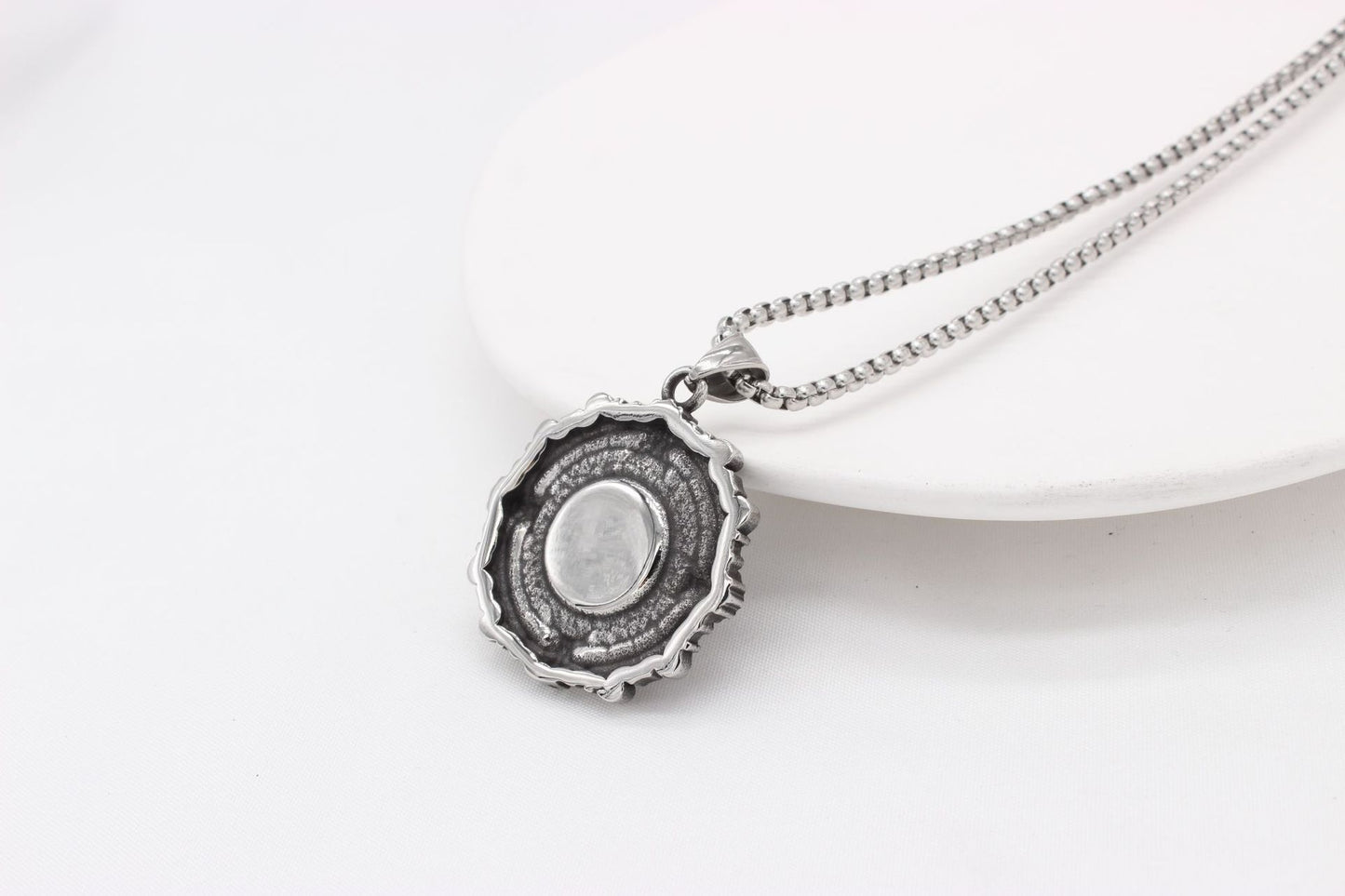 Planderful Gothic Black Stone Titanium Steel Tag Pendant For Men And Women Unisex Protection Statement Jewelry