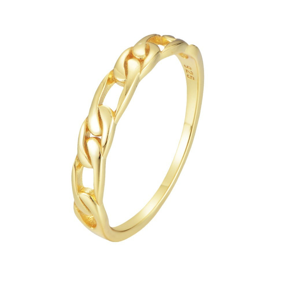 Sterling Silver Chain Ring Buckle Hollow Ring Jewelry