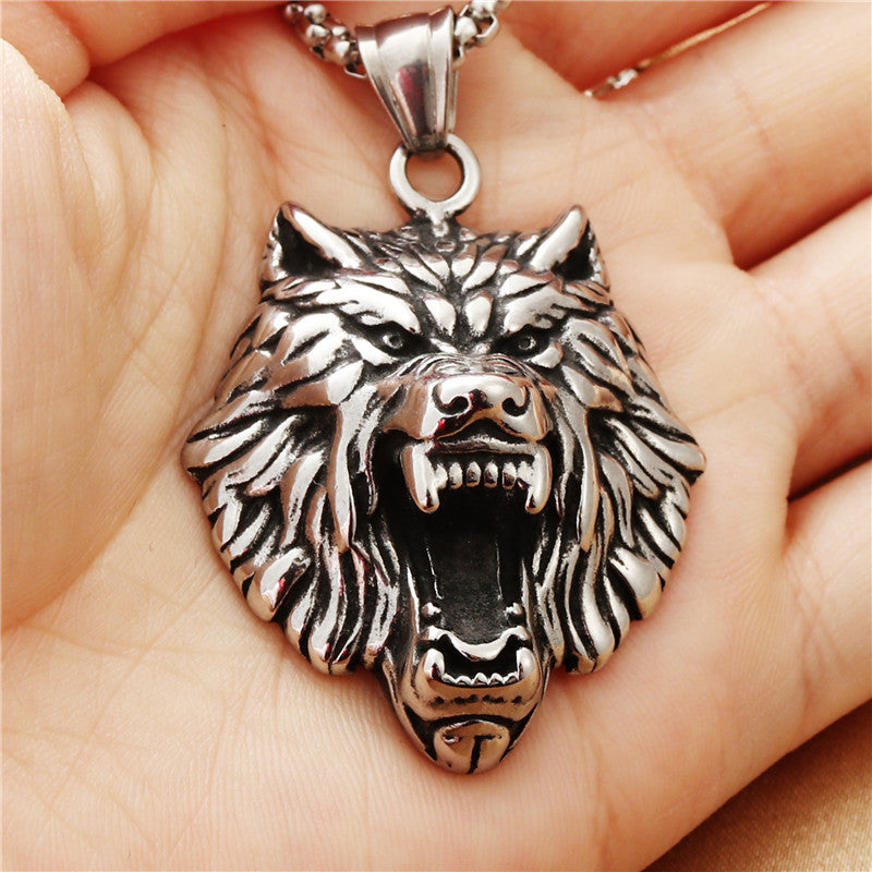 Personalized Titanium Steel Lion Head Pendant Necklace for Men - Retro Punk Style