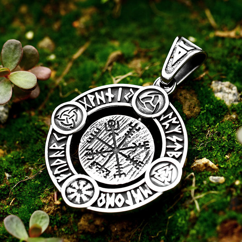 Stainless Steel Viking Totem Letter Pendant – Flippable Titanium Steel Men's Pendant Necklace