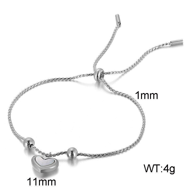 French Stainless Steel Love Shell Pull-Out Bracelet Gentle Style Commuter Girls Bracelet