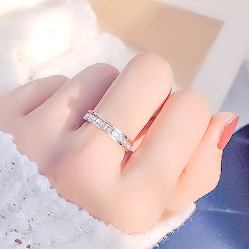 Planderful Everyday Genie Zircon Inlaid Gypsy Ring Stainless Steel Unisex Rose Gold Bold Statement