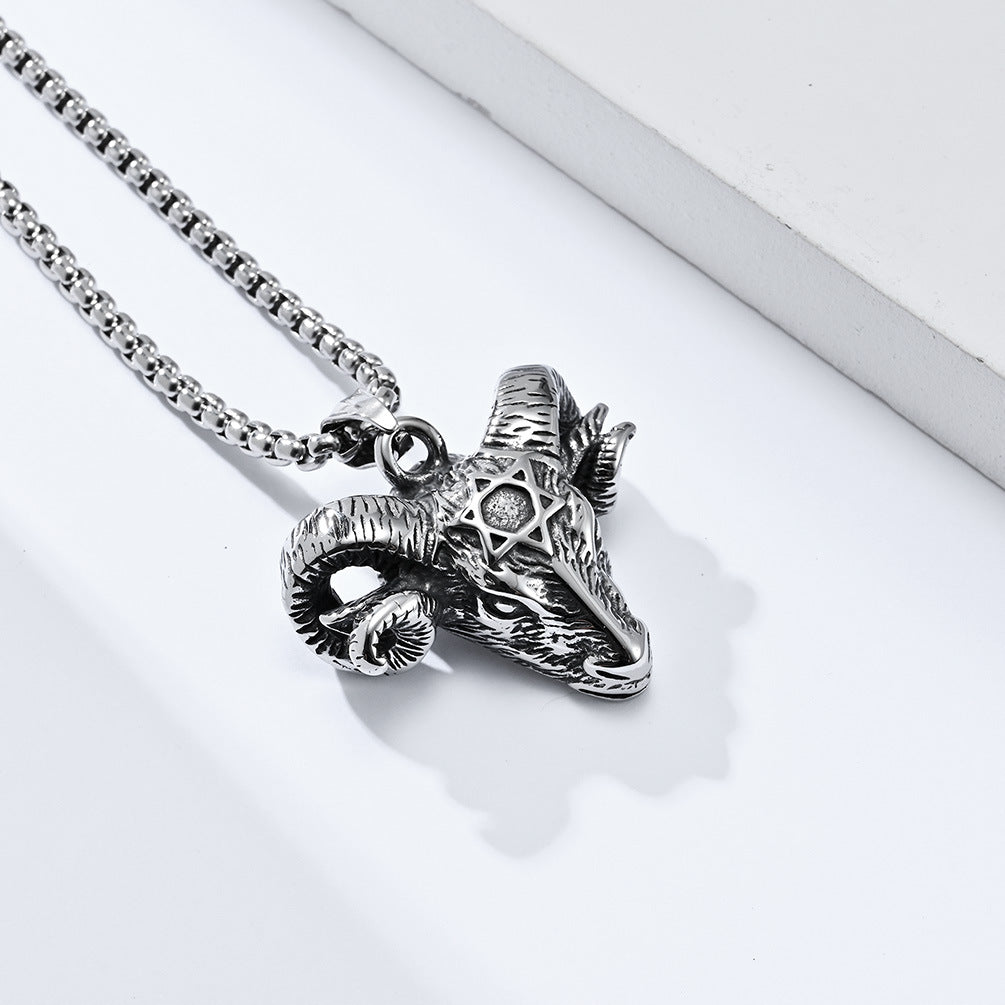Cross-Border European and American Retro Goat Head Necklace