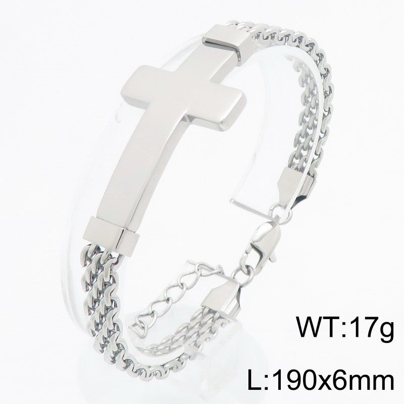 Strap Chain Bracelet – Street Shot Mesh Chain With Extension Chain Cross Curved Bar